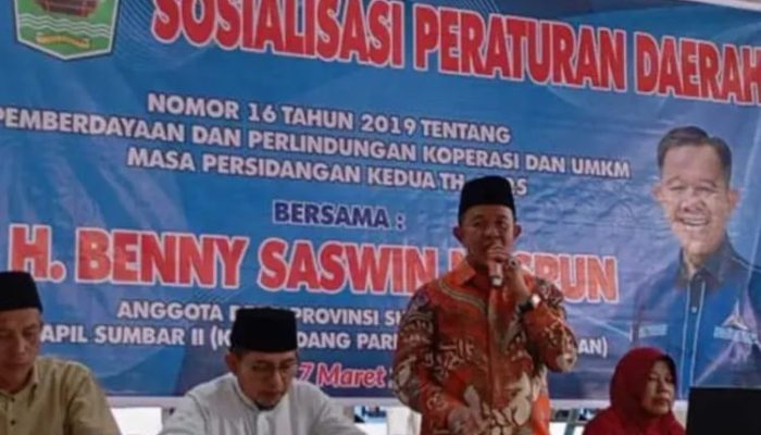 Anggota DPRD Sumbar Benny Saswin Gelar Sosialisasi Perda No 16 Tahun 2019, Tentang UMKM