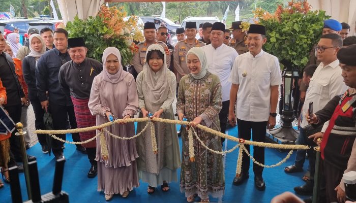 Febrita lustia HD dan Dwi septaria asgianto, membuka secara resmi pameran hari jadi kabupaten Pali ke 12
