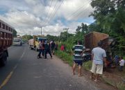 Kapolsek RKT Terjun Langsung Evakuasi Kecelakaan Tunggal Truk Pengangkut Genset