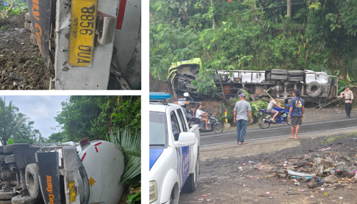 Terjadi Lagi Kecelakaan Tunggal Truk Tronton di Kalijambe, Tidak Ada Korban Jiwa