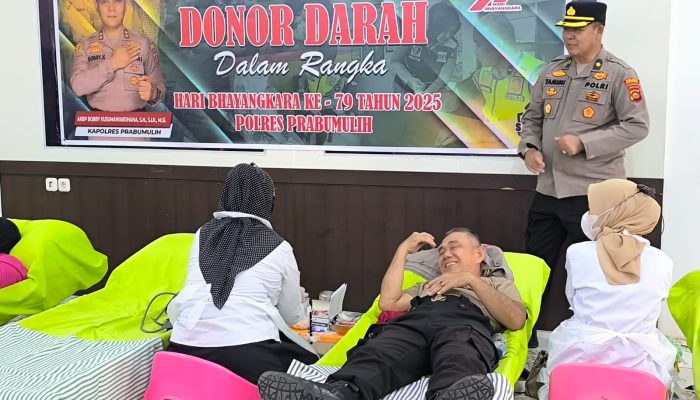 Sambut Hari Bhayangkara ke 79 Tahun Polres Prabumulih Gelar Bakti Sosial Donor Darah
