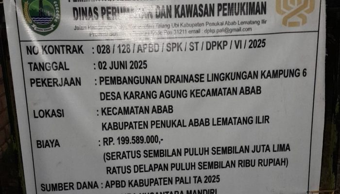 Kurang pengawasan dari Dinas Perkim Perubahan Lokasi Pembangunan Drainase Desa Karang Agung, Tuai Banyak Kritik oleh Warga