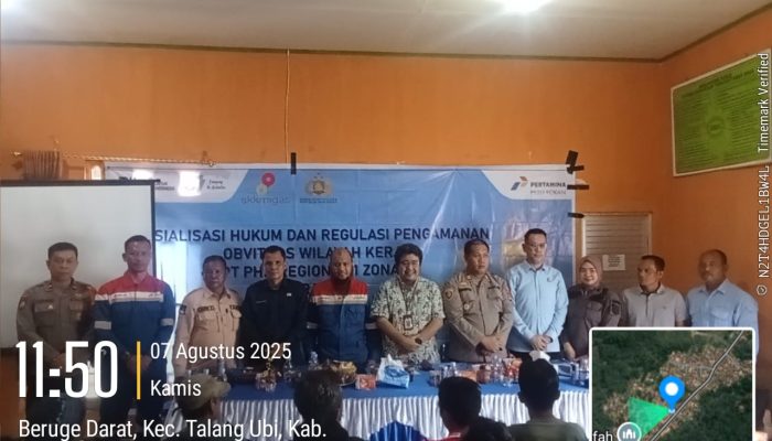 Bersama Polri Pertamina Zona 4 Adera Field Melakukan Sosialisasi Hukum Dan Pengamanan Objek vital nasional Di Desa Benuang