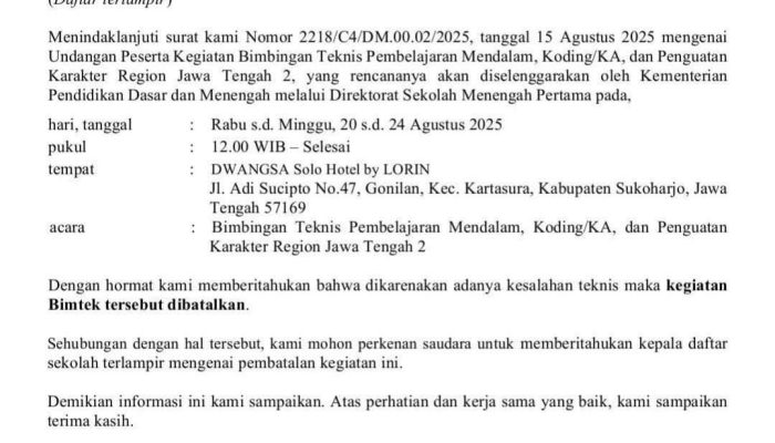 Diklat IA Jateng 2 Batal, Ma’arif Jateng Tegaskan Akan Kawal Kebijakan Kemdikdasmen