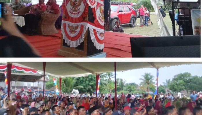 Ribuan Masyarakat Hadiri Reses Ayu Nur Suri, S.E M.M Gelar dan Dr. H. M. Giri Ramanda N Kiemas, S.E M.M di Desa Mangku negara