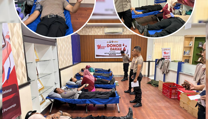 Peringati HUT Humas Polri ke-74, Polres Purworejo Gelar Donor Darah Massal