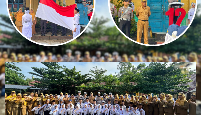 Personel Sat Lantas Polres Prabumulih Berikan Pembinaan Upacara di Sekolah SMP