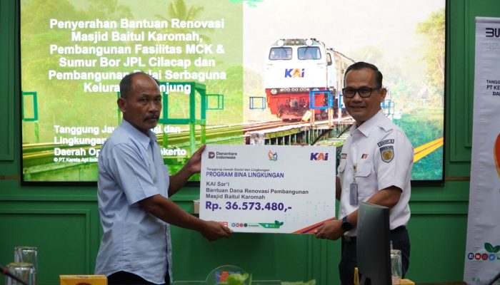 KAI Daop 5 Salurkan Rp 132 Juta Dana TJSL untuk Balai Serbaguna serta Masjid dan MCK