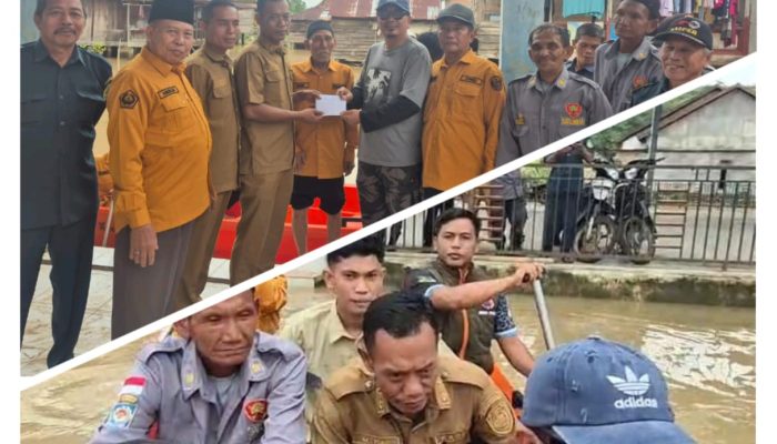 Ketua DPRD PALI H. Ubaidillah Sambangi Banjir di Desa Curup Kecamatan Tanah Abang