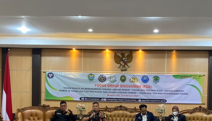 Sebagai Narasumber FGD Bersama Pengadilan Negeri Muara Enim, Zit Muttaqin Sampaikan Prespektif Kejaksaan Terhadap Berlakunya KUHP, KUHAP dan UU Penyesuaian Pidana