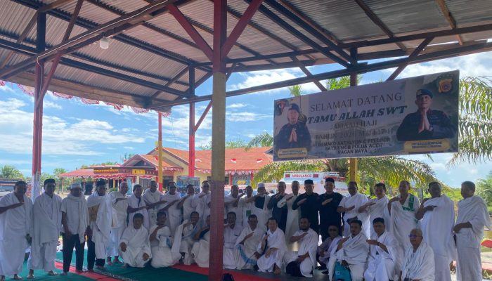 Batalyon C Pelopor Fasilitasi Manasik Haji Nagan Raya, Jama’ah Antusias Ikuti Simulasi Wukuf