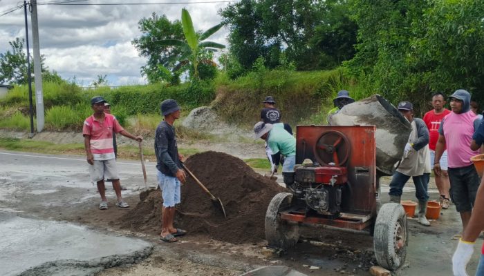 Warga Pelita Kelurahan Talang Ubi Timur Bangun Jalur Penyeberangan Secara Swadaya