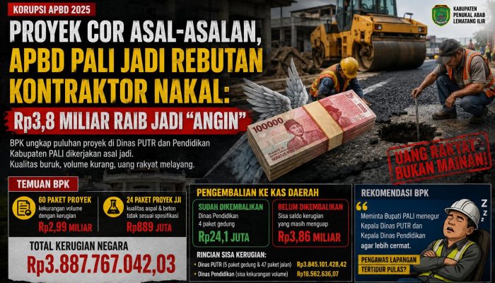 Proyek COR Asal-Asalan, APBD Pali jadi Rebutan Kontraktor Nakal: Rp3,8 Miliar jadi Angin