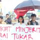 LMND Lampung Lakukan Aksi Jahit Mulut Dalam Menyambut Kedatangan Presiden Prabowo