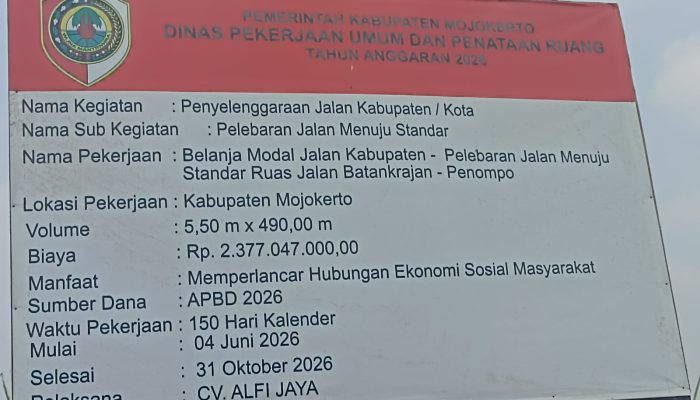 Pelebaran Ruas Jalan Batankrajan Penompo, Langkah Nyata Pemkab Mojokerto Wujudkan Infrastruktur Berkualitas Bagi Masyarakat