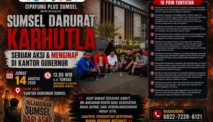 Cipayung Plus Sumsel Desak Pemerintah Serius Tangani Karhutla, Sekda Pastikan Pertemuan dengan Gubernur 21 Agustus