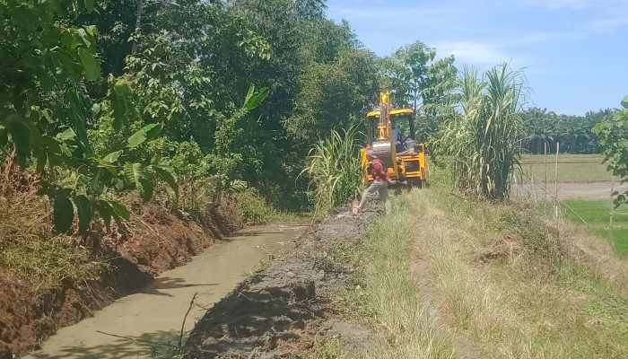 Dukung Ketahanan Pangan, PT Socfindo Seunagan Turunkan Alat Berat Bersihkan Parit Petani