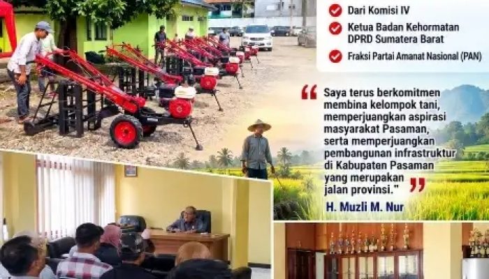 DPRD Sumbar Muzli M. Nur Salurkan Bantuan Alsintan untuk Kelompok Tani di Pasaman